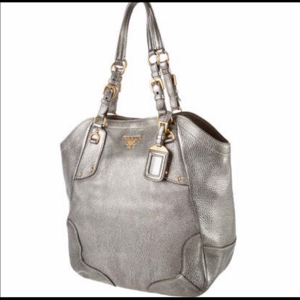 Prada Silver Tote Bag